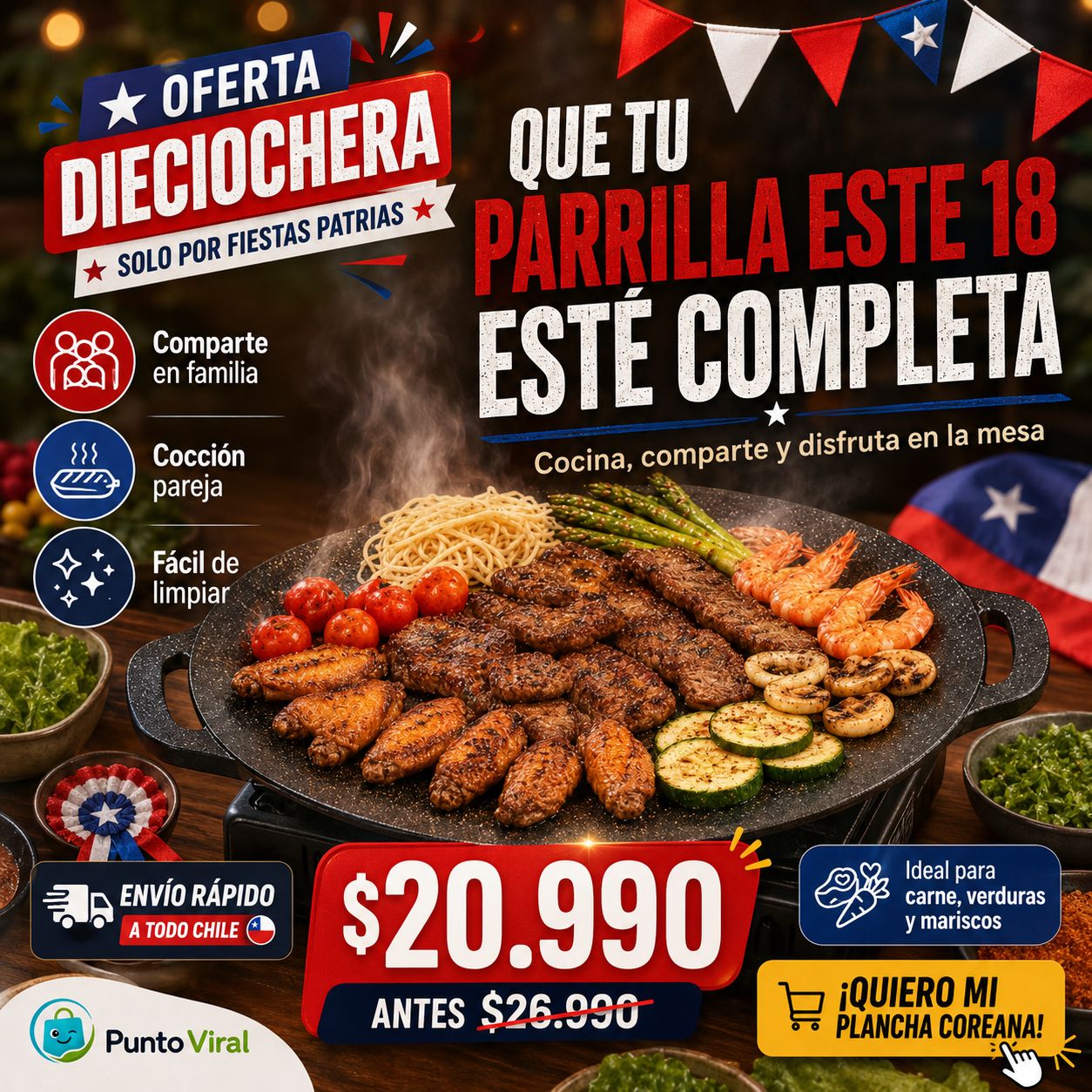 Plancha Coreana asado/disco.